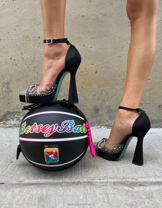 nők Betsey Johnson cher fekete szatén cipő VFJ6S85