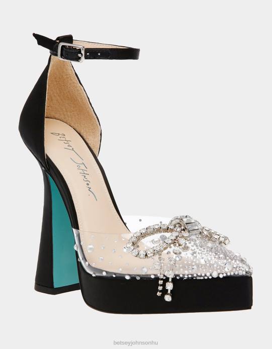 nők Betsey Johnson cher fekete szatén cipő VFJ6S85