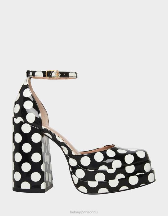 nők Betsey Johnson durva fekete polka pont cipő VFJ6S72