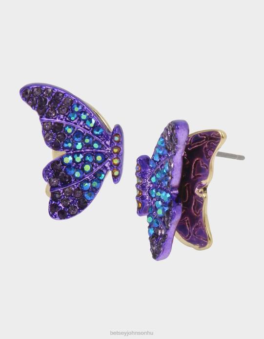 nők Betsey Johnson 3D pillangó szegecsek lila ékszerek VFJ6S320
