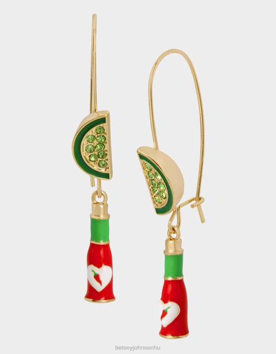 nők Betsey Johnson villásreggeli csípős szószos fülbevaló piros ékszerek VFJ6S349
