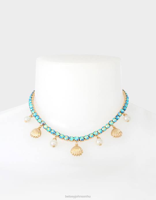 nők Betsey Johnson tempomat kagylós tenisz nyaklánc kék ékszerek VFJ6S311