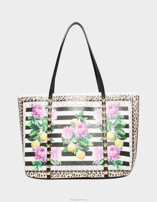 nők Betsey Johnson csíkokat látni cipelni fekete-fehér kiegészítők VFJ6S252