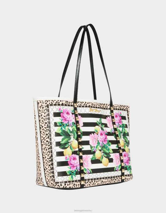 nők Betsey Johnson csíkokat látni cipelni fekete-fehér kiegészítők VFJ6S252