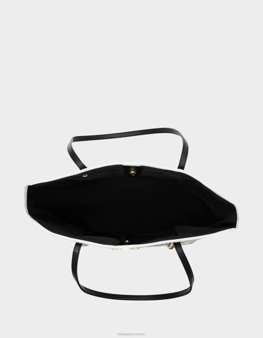 nők Betsey Johnson csíkokat látni cipelni fekete-fehér kiegészítők VFJ6S252