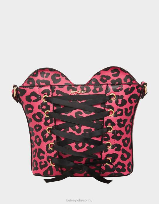 nők Betsey Johnson fűzős giccses szerelem crossbody fekete/rózsaszín kiegészítők VFJ6S219