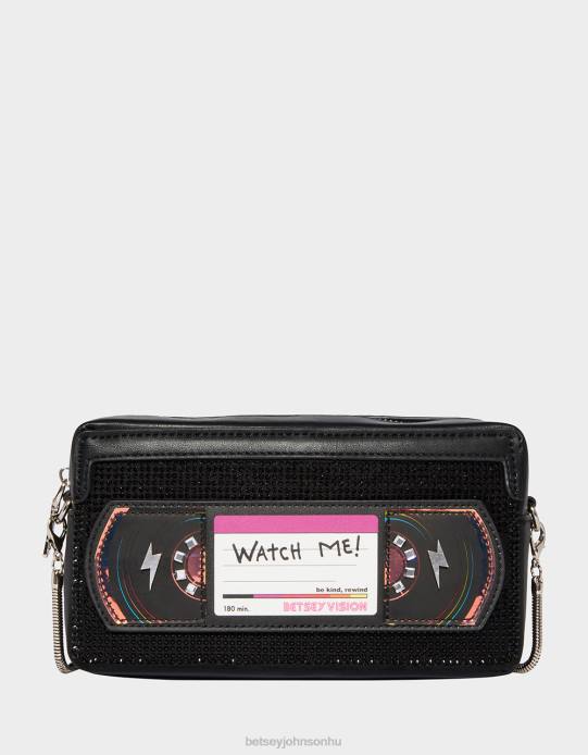 nők Betsey Johnson giccs légy kedves rewind vhs crossbody fekete kiegészítők VFJ6S223