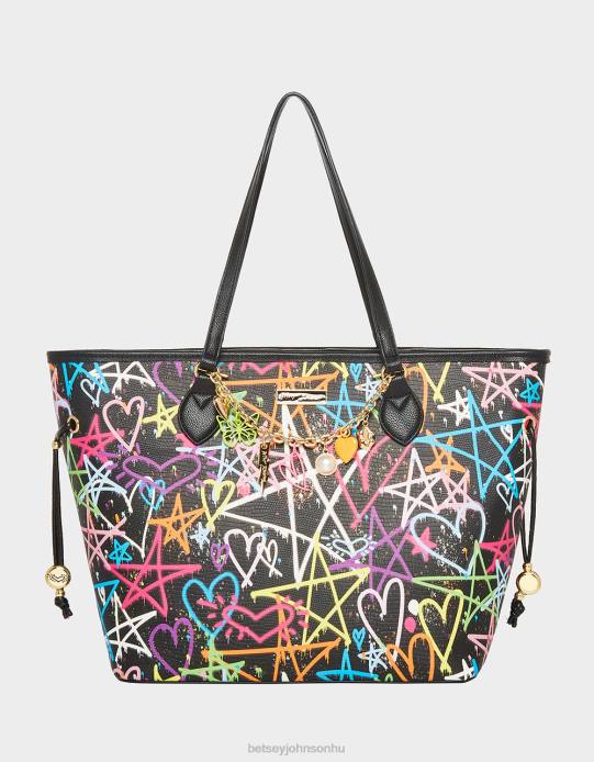 nők Betsey Johnson graffiti édes 2 tote fekete kiegészítők VFJ6S207
