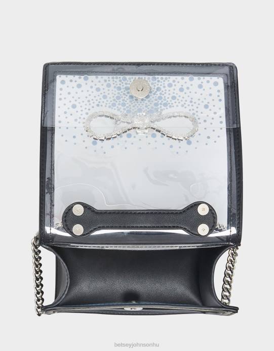 nők Betsey Johnson átlátszó átalakítható táska strassz masnival fekete kiegészítők VFJ6S238