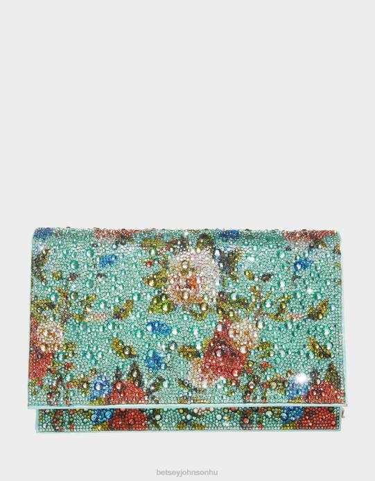 nők Betsey Johnson virágos strasszos lapos táska menta zöld kiegészítők VFJ6S224