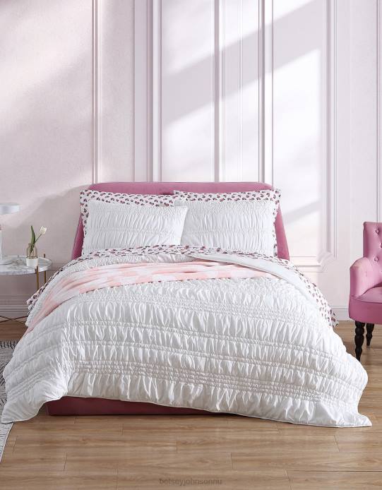 egynemű Betsey Johnson budoár tömör fehér király paplan álszett több kiegészítők VFJ6S420