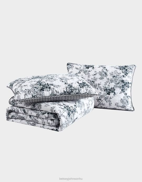 egynemű Betsey Johnson virágos szőlőültetvény teljes királynő paplan álszett fekete kiegészítők VFJ6S415