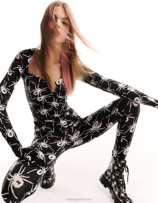 nők Betsey Johnson 80. bash fűző raglán felső fekete-fehér ruházat VFJ6S305