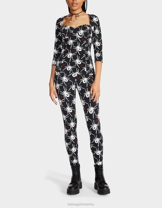 nők Betsey Johnson 80. bash fűző raglán felső fekete-fehér ruházat VFJ6S305