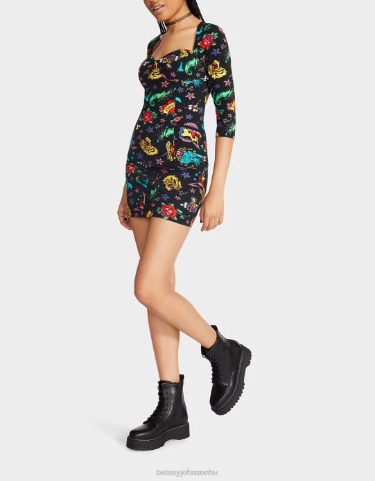 nők Betsey Johnson 80. bash fűző raglán felső tetoválás tetoválás pri ruházat VFJ6S292