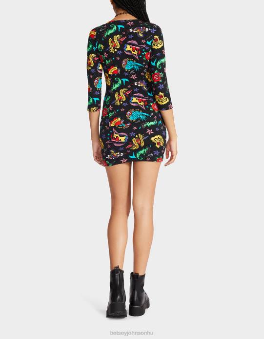 nők Betsey Johnson 80. bash fűző raglán felső tetoválás tetoválás pri ruházat VFJ6S292