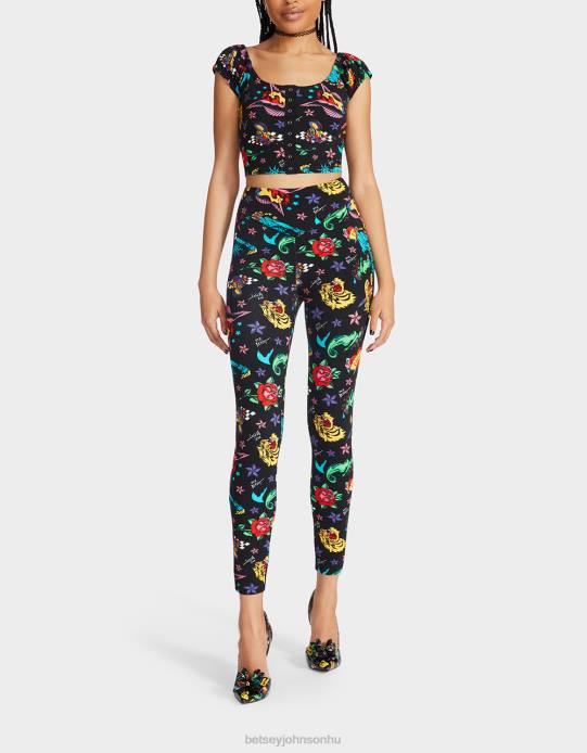 nők Betsey Johnson 80. bash második bőr leggings tetoválás tetoválás pri ruházat VFJ6S287