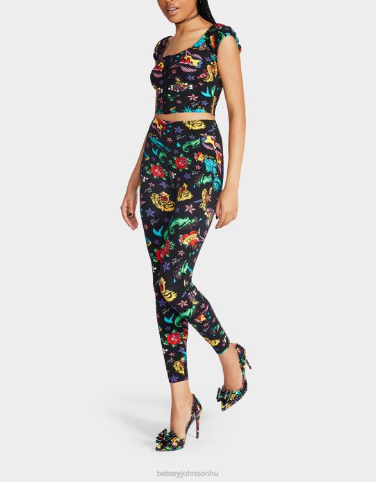 nők Betsey Johnson 80. bash második bőr leggings tetoválás tetoválás pri ruházat VFJ6S287