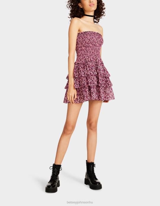 nők Betsey Johnson Vintage ditsy virágos pánt nélküli mini ruha rózsaszín ruházat VFJ6S294