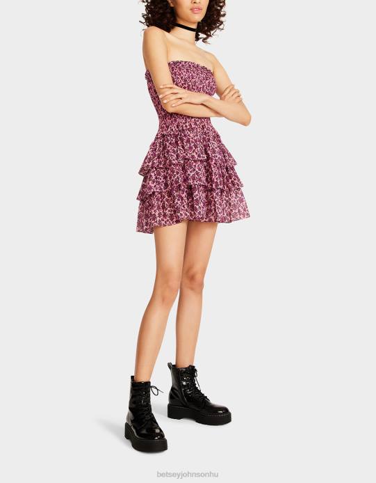 nők Betsey Johnson Vintage ditsy virágos pánt nélküli mini ruha rózsaszín ruházat VFJ6S294