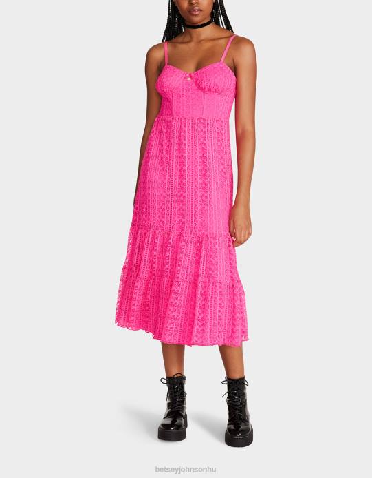 nők Betsey Johnson ava fűzős midi ruha rózsaszín ruházat VFJ6S285