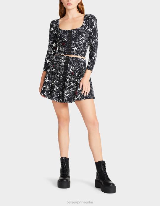 nők Betsey Johnson csinos punk vintage ihlette fluff mini szoknya tetoválás nyomtatás ruházat VFJ6S296