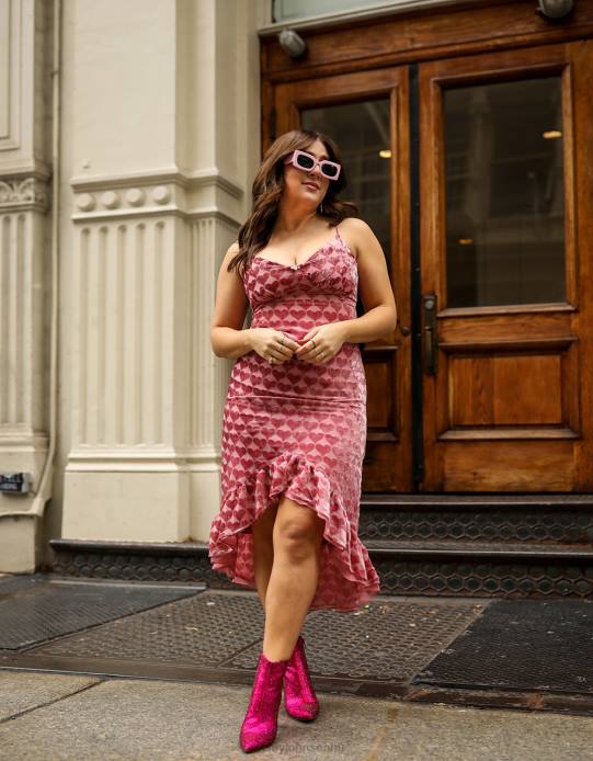 nők Betsey Johnson kiégett bársony szívű midi ruha rózsaszín ruházat VFJ6S308