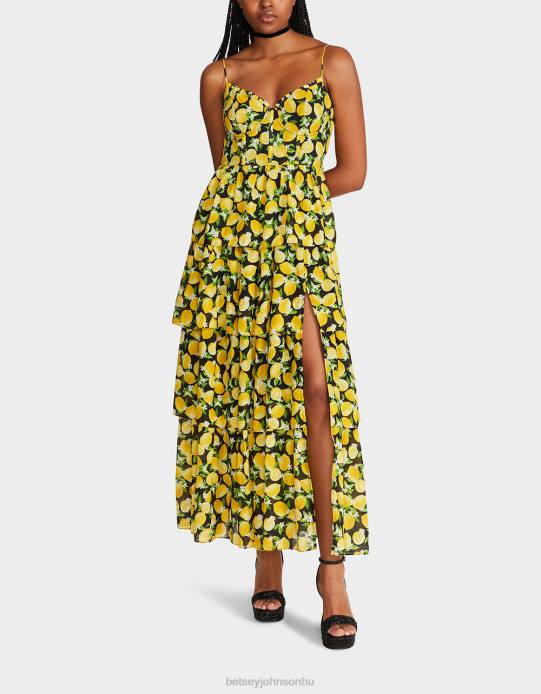 nők Betsey Johnson la la lemons maxi ruha fekete ruházat VFJ6S264