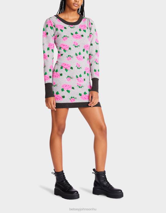 nők Betsey Johnson neon rózsák jacquard pulóver ruha szürke ruházat VFJ6S298