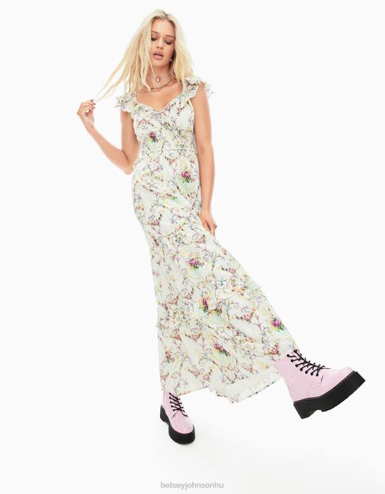 nők Betsey Johnson vine and dine maxi ruha fehér ruházat VFJ6S280