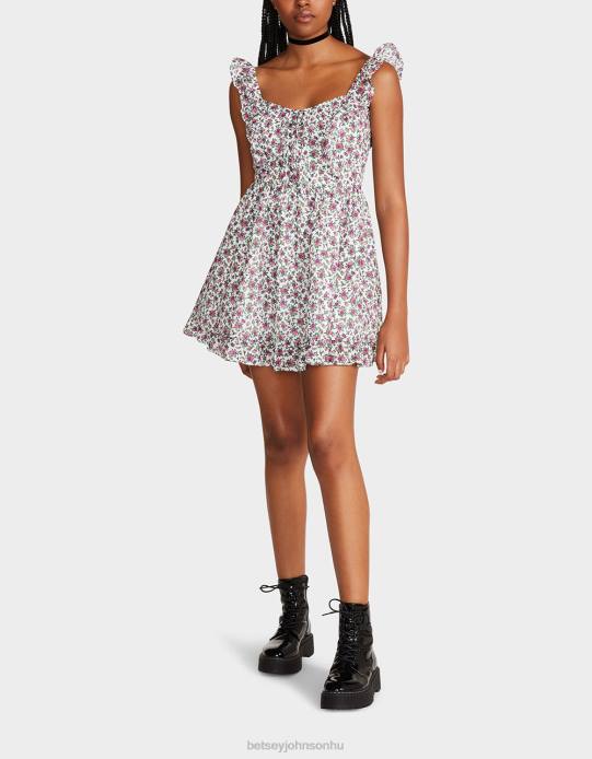nők Betsey Johnson vintage ditsy virágos mini ruha fehér több ruházat VFJ6S300